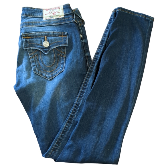 TRUE RELIGION Medium Wash Distressed Skinny Jeans - Picture 2 of 5